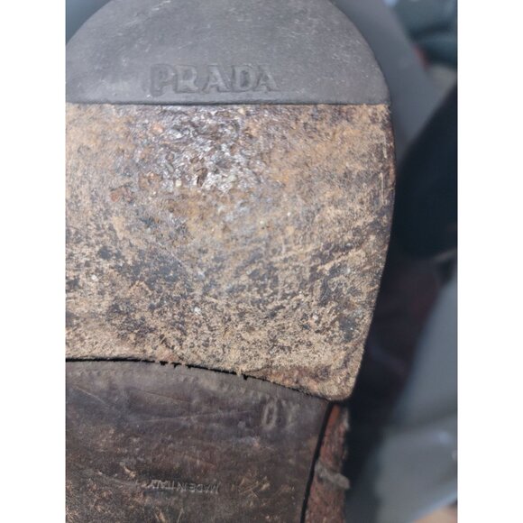 Prada Leather Boots 10 US 11 Brown Soft Flowers Cotto Embroidered - Picture 10 of 14